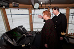  President Halonen at the helm of icebreaker Urho. Copyright © Office of the President of the Republic of Finland